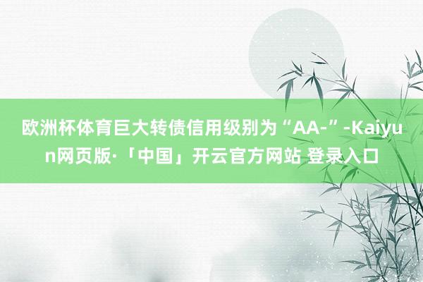 欧洲杯体育巨大转债信用级别为“AA-”-Kaiyun网页版·「中国」开云官方网站 登录入口