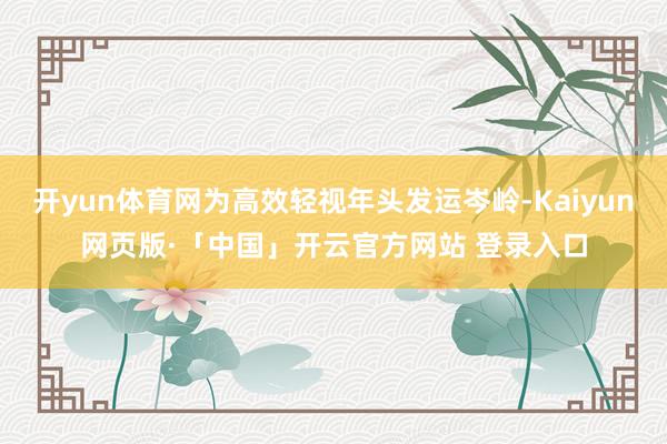 开yun体育网为高效轻视年头发运岑岭-Kaiyun网页版·「中国」开云官方网站 登录入口